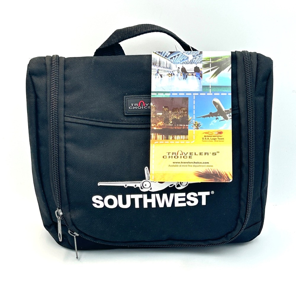 Travelers‎ Choice Southwest Airlines Toiletry Bag Black Hanging Organizer NWT